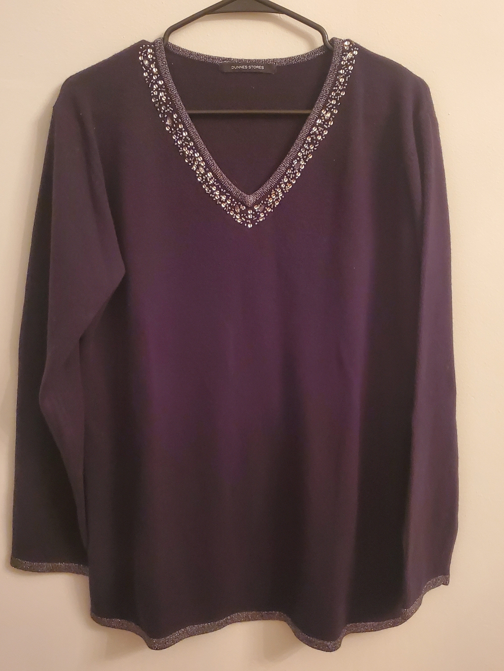 Dunnes Stores Women’s Black crewneck sweater with embellished neckline